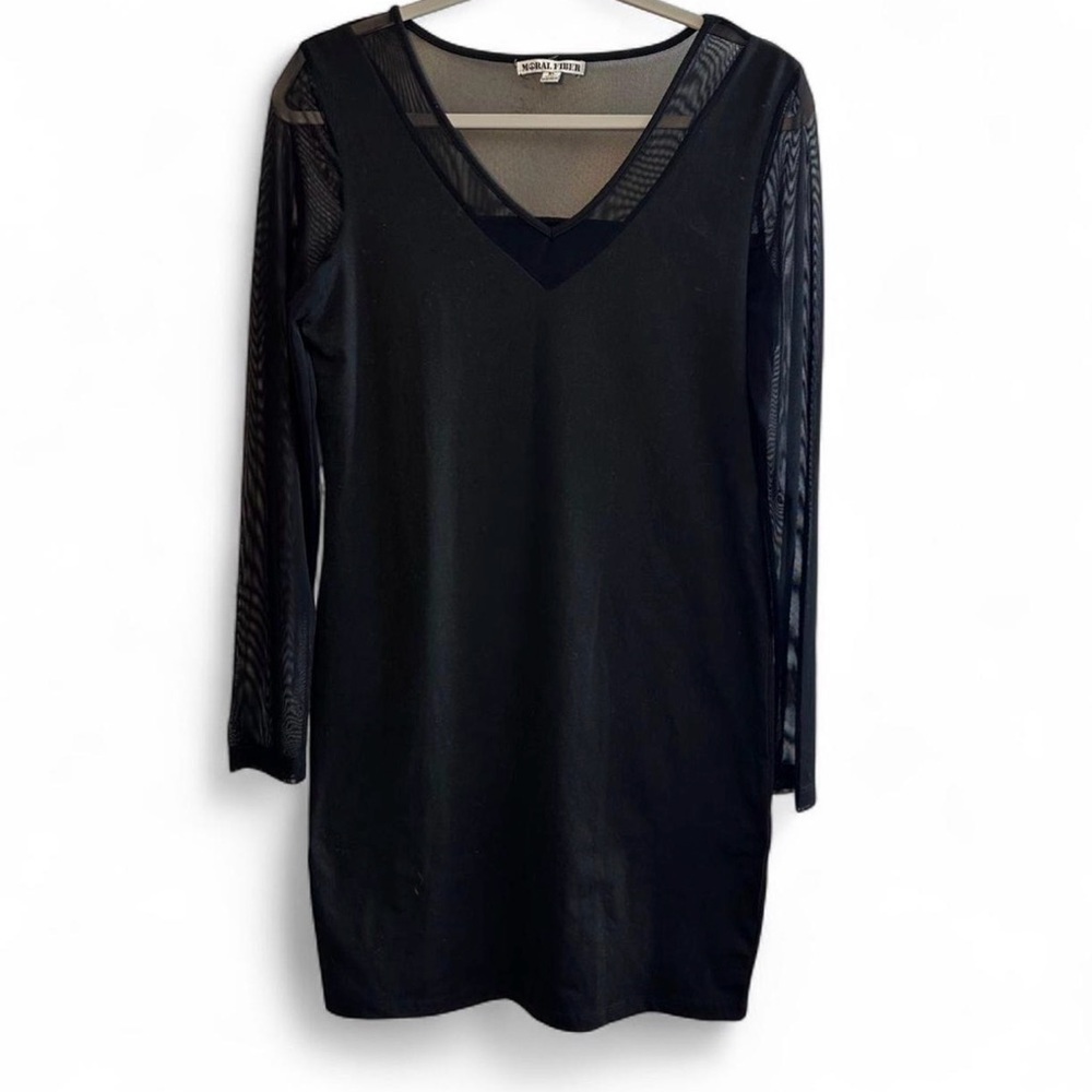 Moral Fiber‎ Black Dress with Sheer Sleeves XL Alternative Goth Grunge